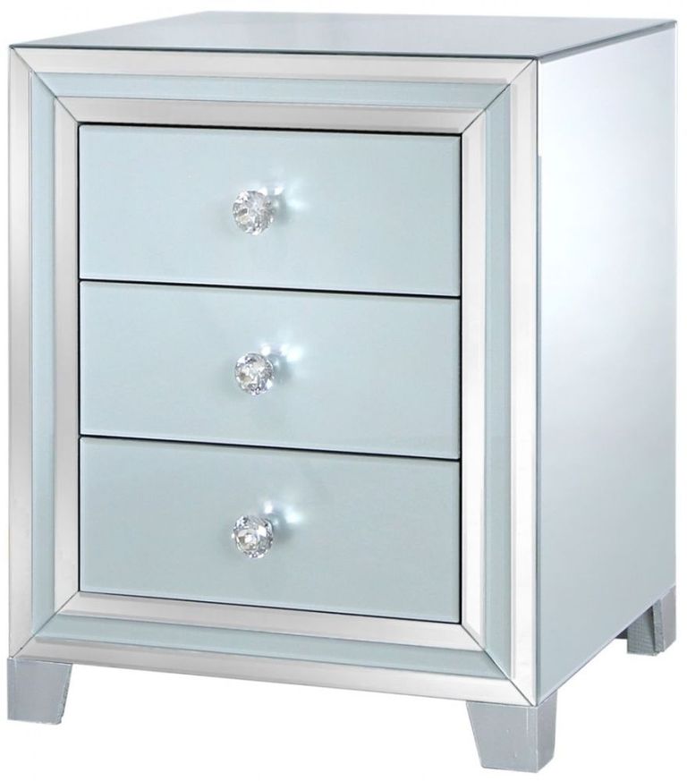 Manhattan Bedside Cabinet - 3 Drawer - Grey Mirrored