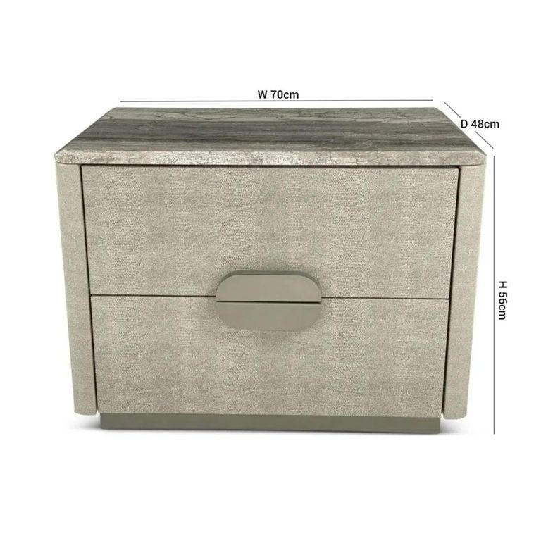 Marylin Bedside Cabinet - 2 Drawer - Marble - Variation Available