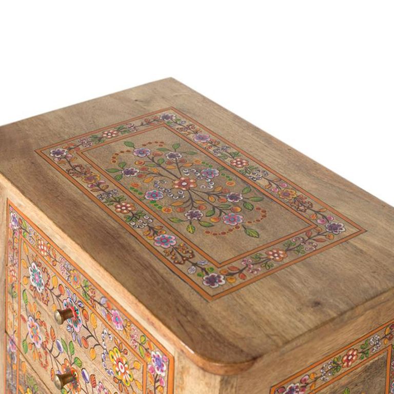 Matilda Bedside Cabinet - Mango Wood - Painted - 4 Drawer