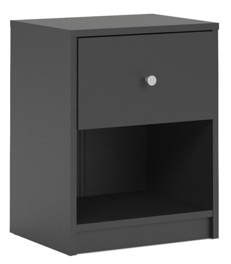 May Black 1 Drawer Bedside Cabinet