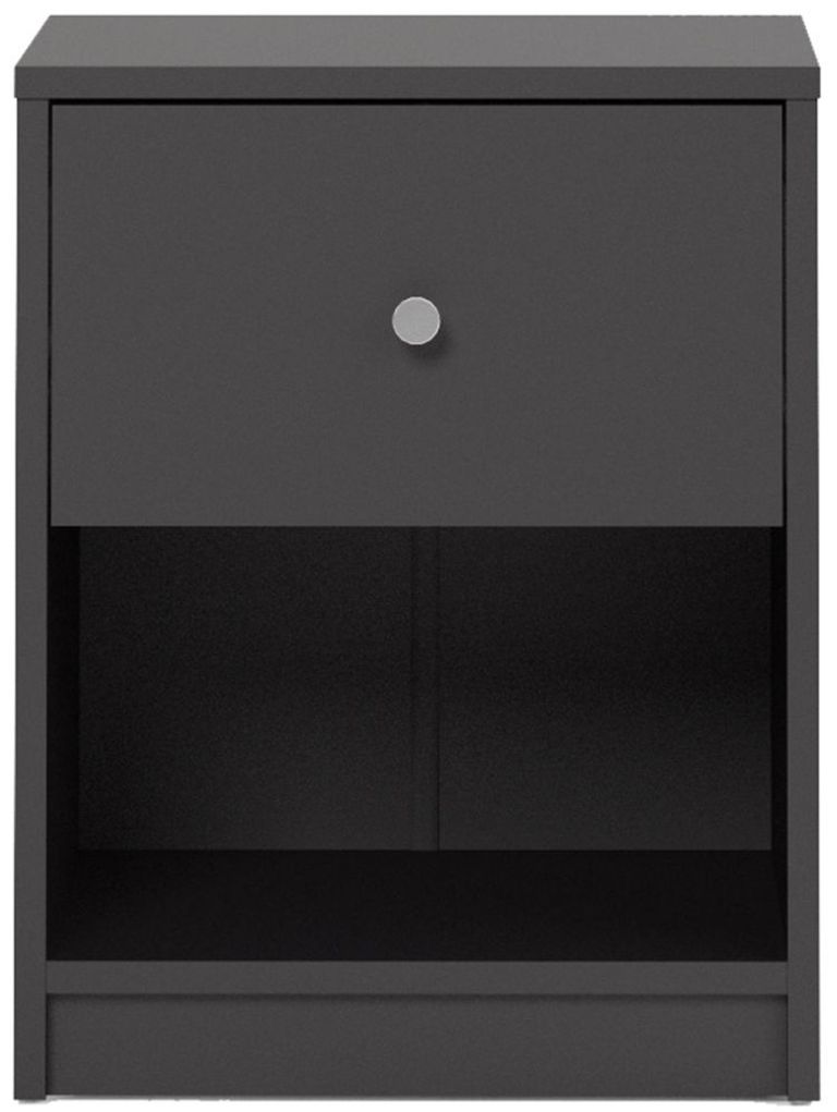 May Black 1 Drawer Bedside Cabinet
