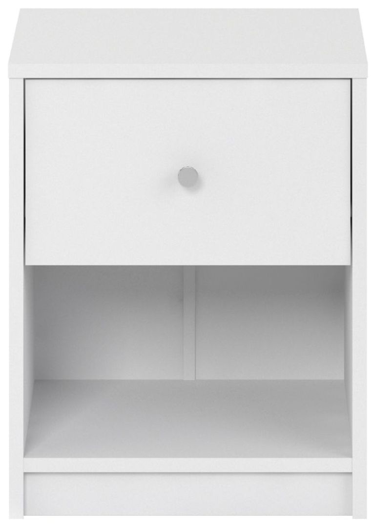 May White 1 Drawer Bedside Cabinet