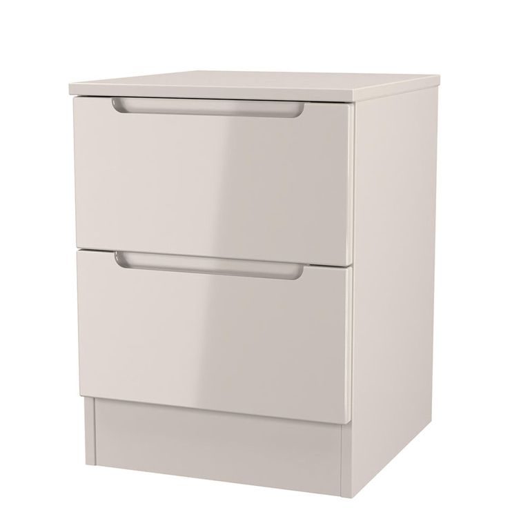 Milan Cashmere Gloss 2 Drawer Bedside Cabinet