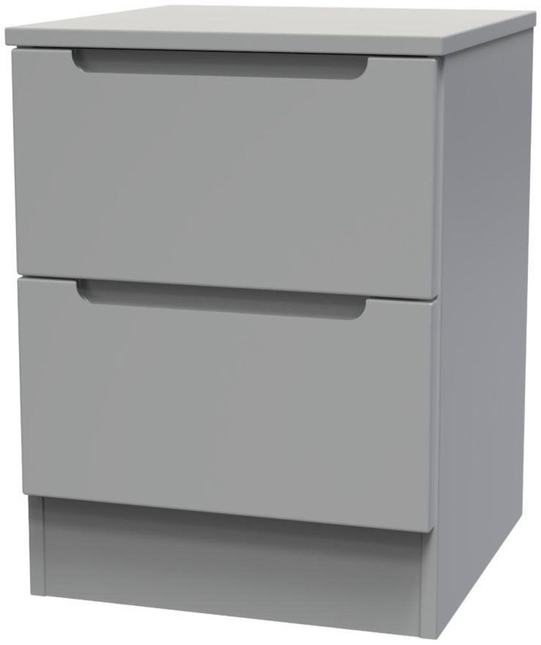 Milan Grey 2 Drawer Bedside Cabinet