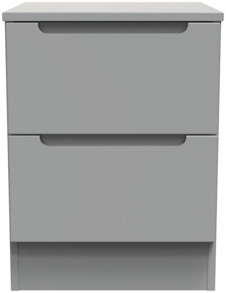 Milan Grey 2 Drawer Bedside Cabinet