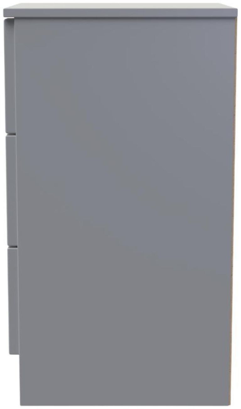 Milan Grey 3 Drawer Bedside Cabinet