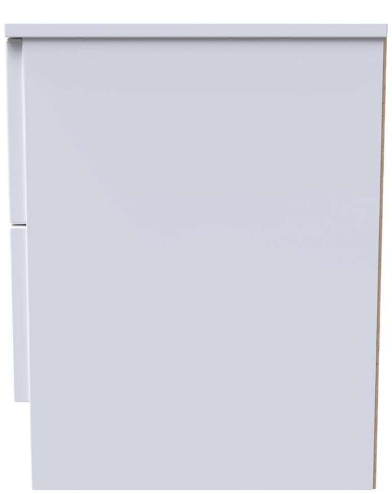 Milan White Gloss 2 Drawer Bedside Cabinet