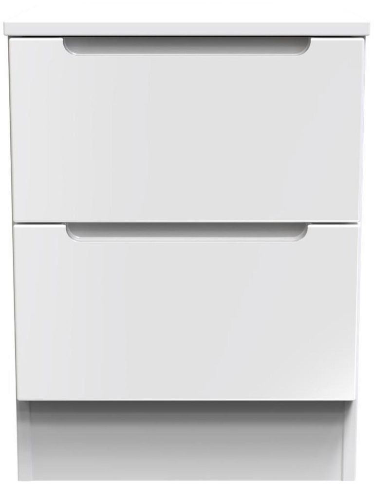 Milan White Gloss 2 Drawer Bedside Cabinet