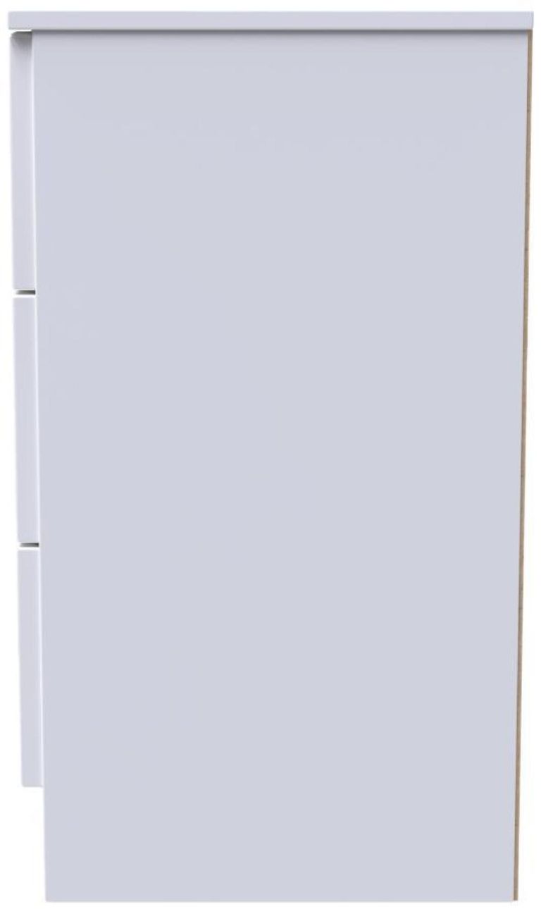 Milan White Gloss 3 Drawer Bedside Cabinet