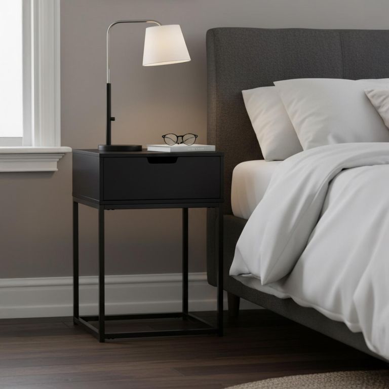 Mitra Bedside Table - 1 Drawer - Black