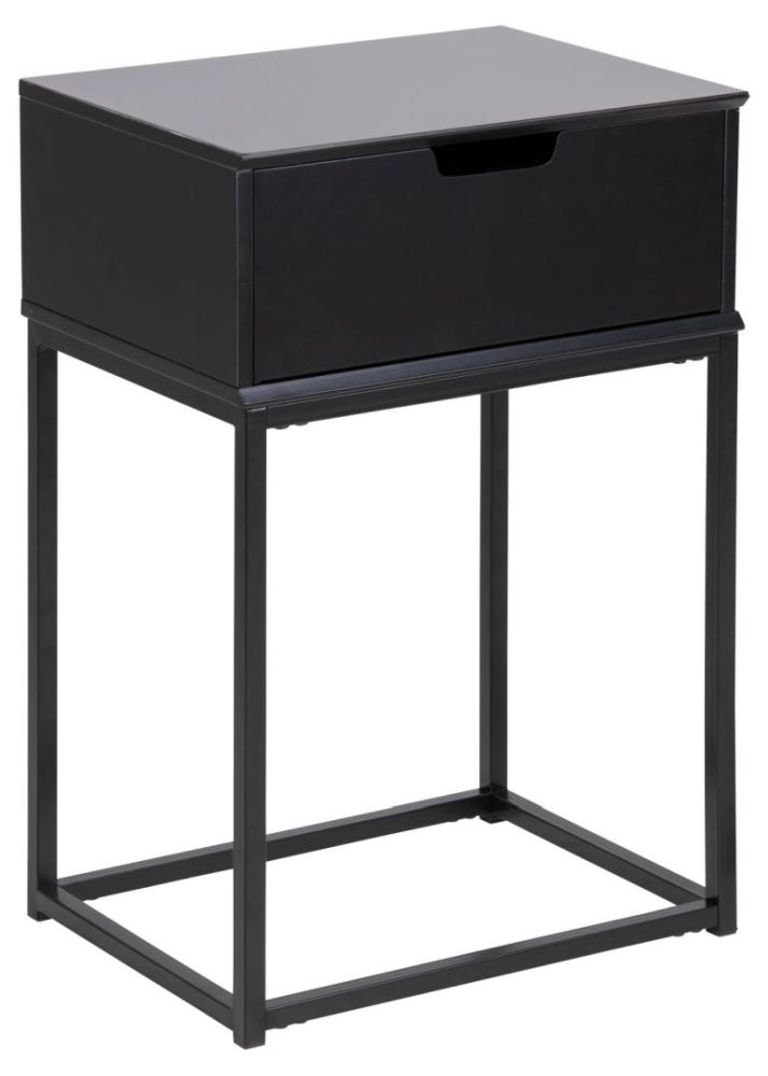 Mitra Bedside Table - 1 Drawer - Black
