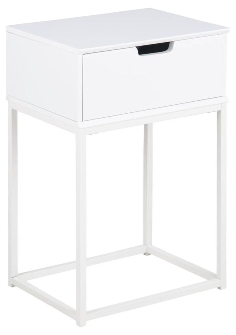 Mitra Bedside Table - 1 Drawer - White