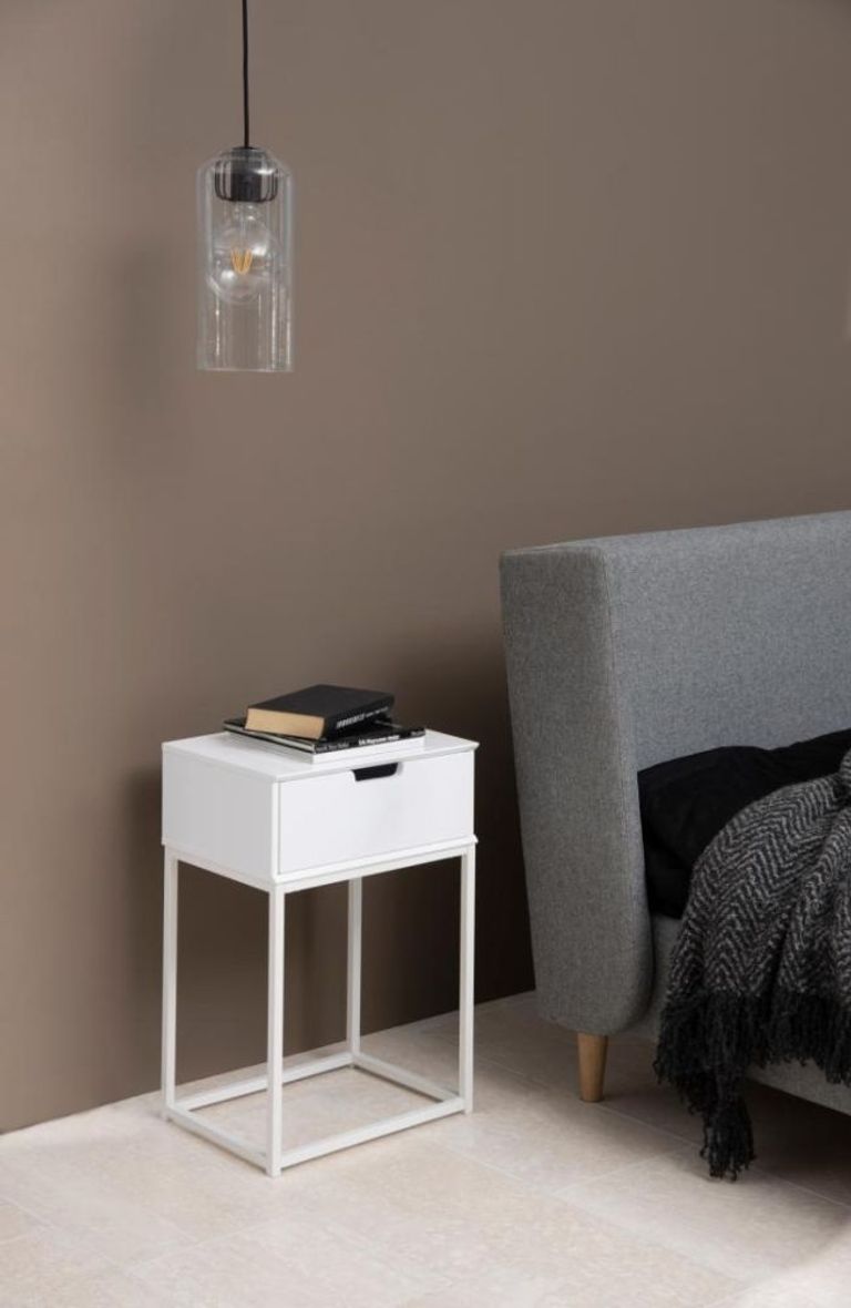 Mitra Bedside Table - 1 Drawer - White