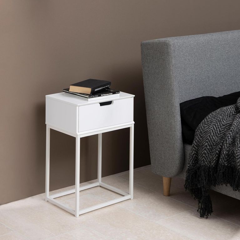 Mitra Bedside Table - 1 Drawer - White