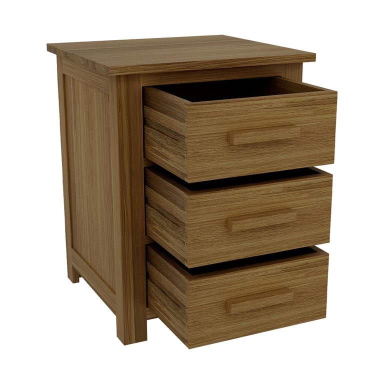 Opus Bedside Cabinet - 3 Drawer - Oak