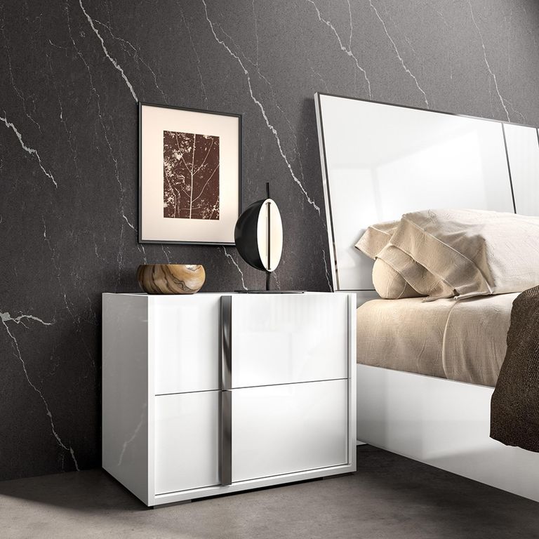 Modern Bianca Bedside Cabinet - White