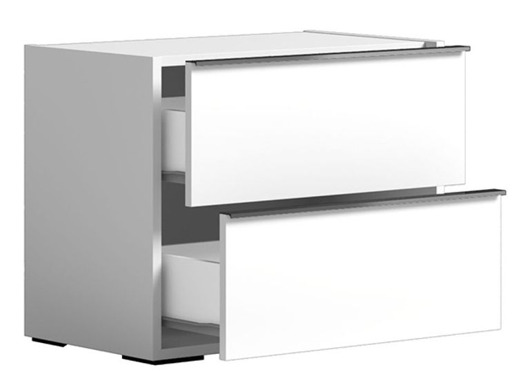 Modern Luna Bedside Cabinet - 2 Drawer - White