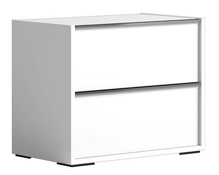 Modern Luna Bedside Cabinet - 2 Drawer - White