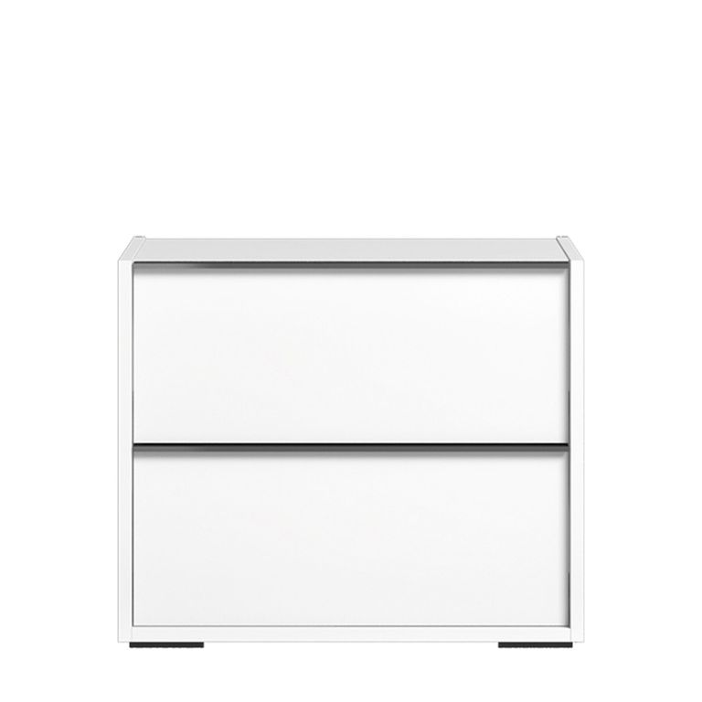 Modern Luna Bedside Cabinet - 2 Drawer - White
