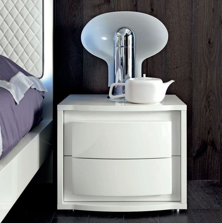 Dama Bianca Bedside Cabinet - 2 Drawer - White