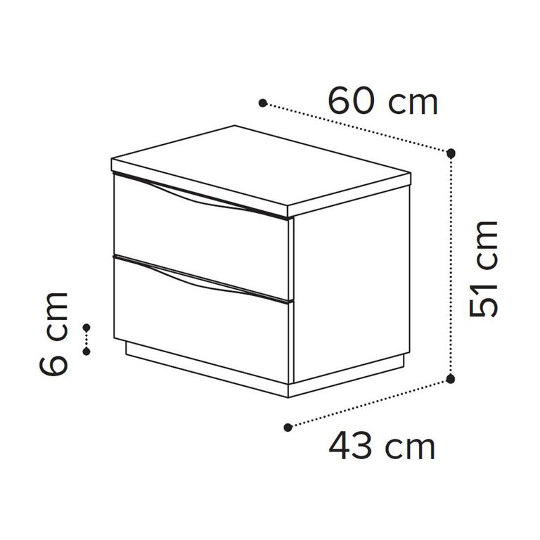 Denali Bedside Cabinet - 2 Drawer - Sand Birch