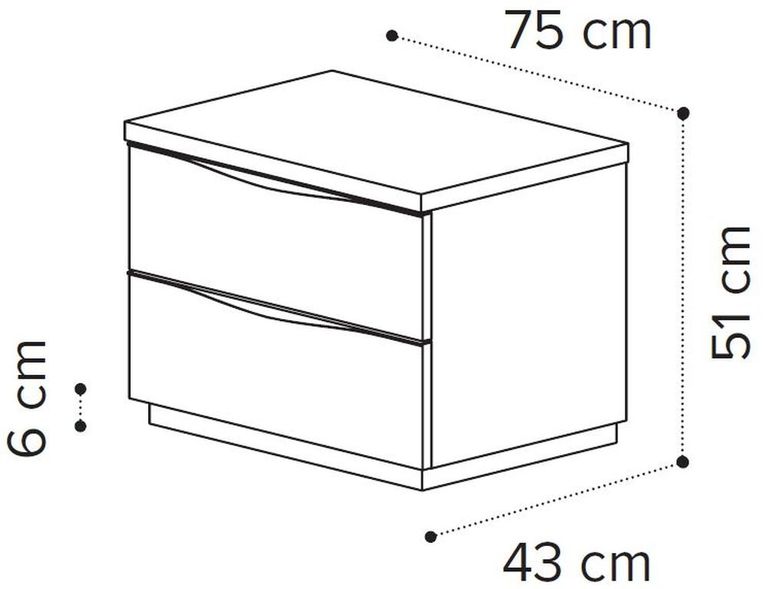 Kharma Bedside Cabinet - 2 Drawer - Large - White