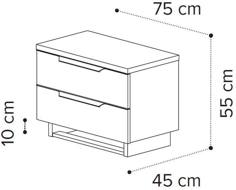 Kimera Bedside Cabinet - 2 Drawer - Maxi - White