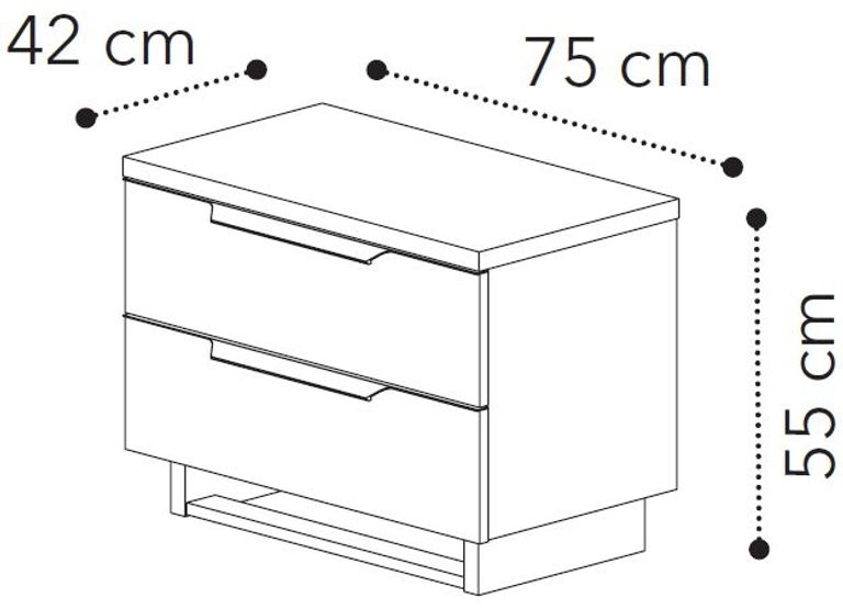 Smart Bedside Cabinet - 2 Drawer - Maxi - White