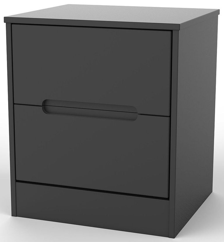 Monaco Black 2 Drawer Bedside Cabinet