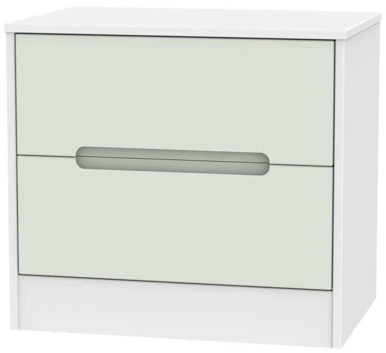 Monaco Cashmere and White 2 Drawer Wide Bedside Cabinet