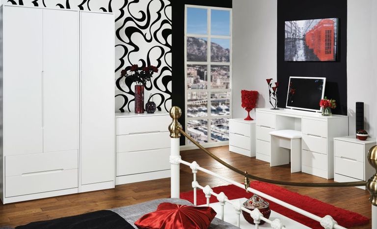 Monaco White 2 Drawer Bedside Cabinet