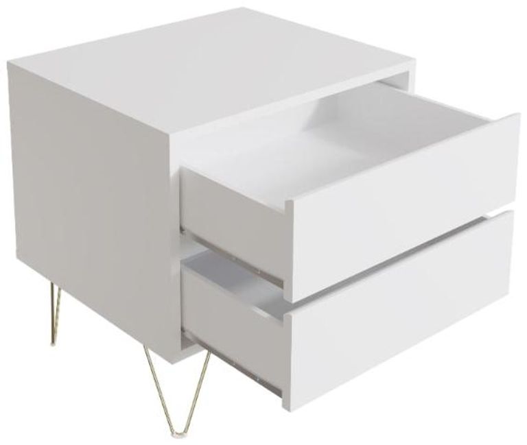 Montour White 2 Drawer Bedside