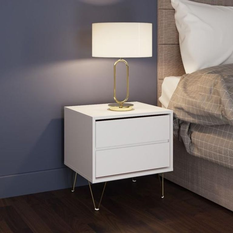 Montour White 2 Drawer Bedside