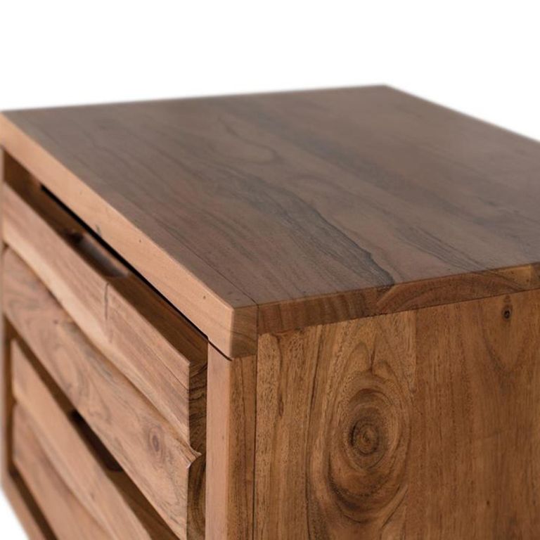 Monza Natural Acacia Wood - 2 Drawer Bedside Cabinet