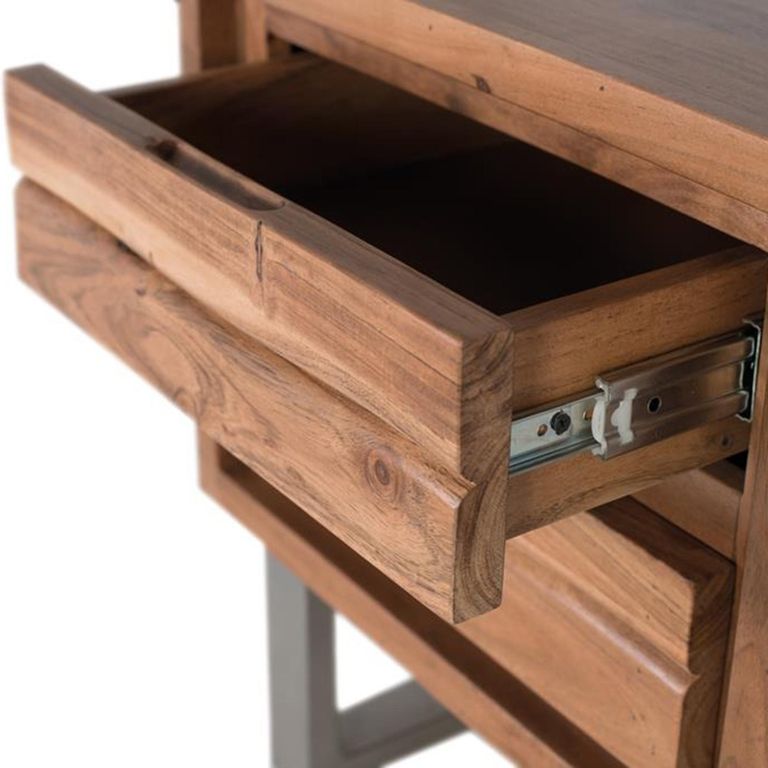 Monza Natural Acacia Wood - 2 Drawer Bedside Cabinet