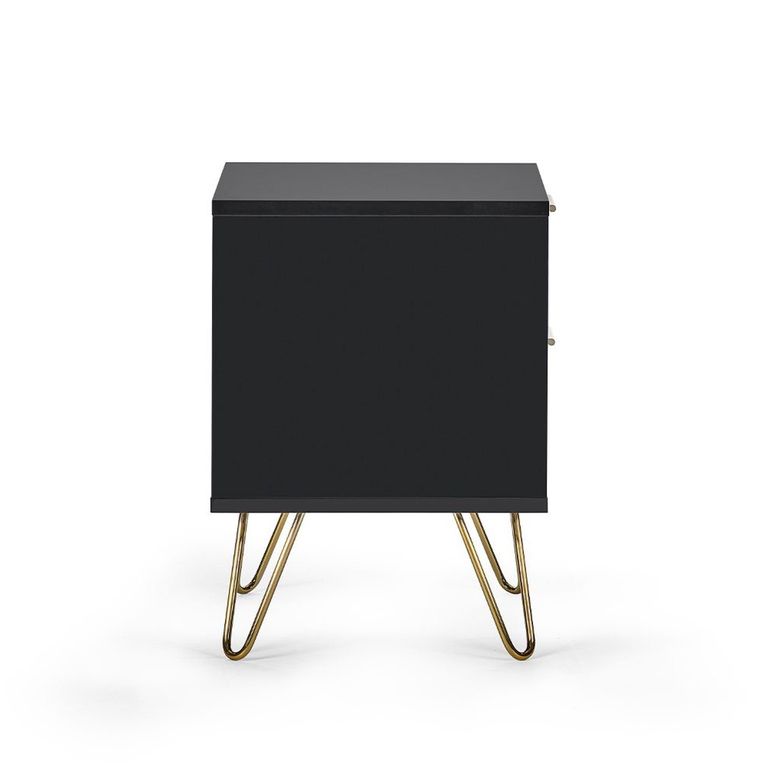 Murano Bedside Cabinet - 2 Drawer - Ribbed - Black