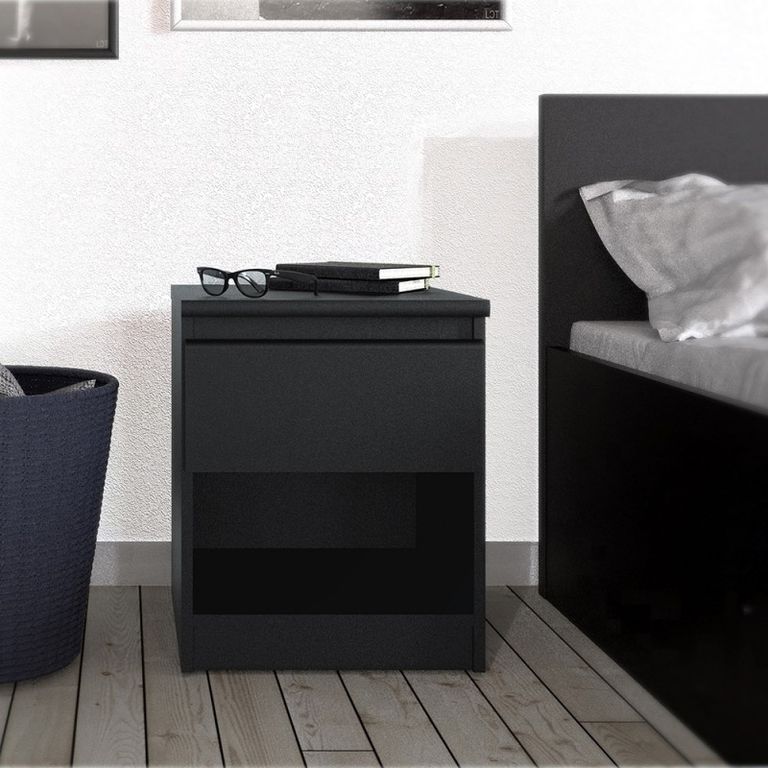 Naia Black 1 Drawer Bedside Cabinet