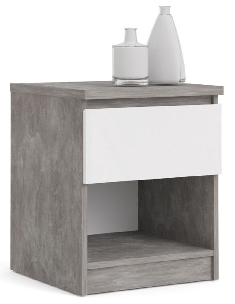 Naia Grey Concrete Effect 1 Drawer Bedside Cabinet