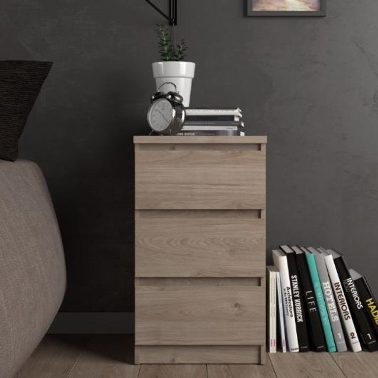 Naia Oak Effect 3 Drawer Bedside Cabinet