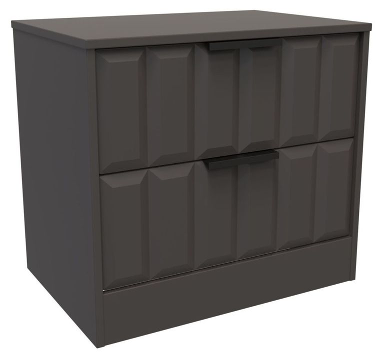 New York Graphite 2 Drawer Bedside Cabinet