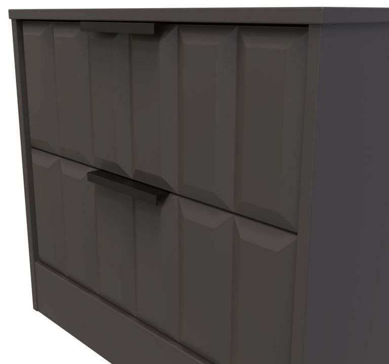 New York Graphite 2 Drawer Bedside Cabinet