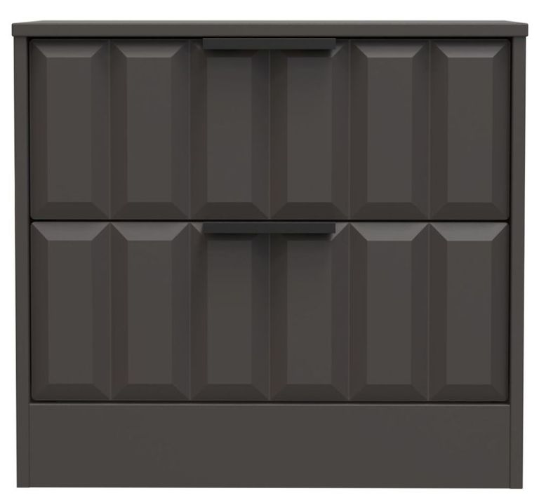 New York Graphite 2 Drawer Bedside Cabinet