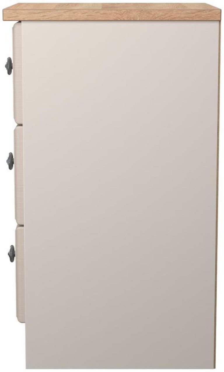 Norfolk Cashmere and Oak Effect 3 Drawer Bedside Cabinet