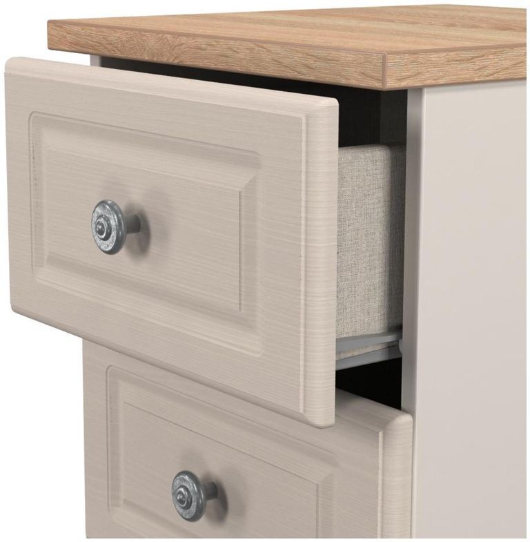 Norfolk Cashmere and Oak Effect 3 Drawer Bedside Cabinet