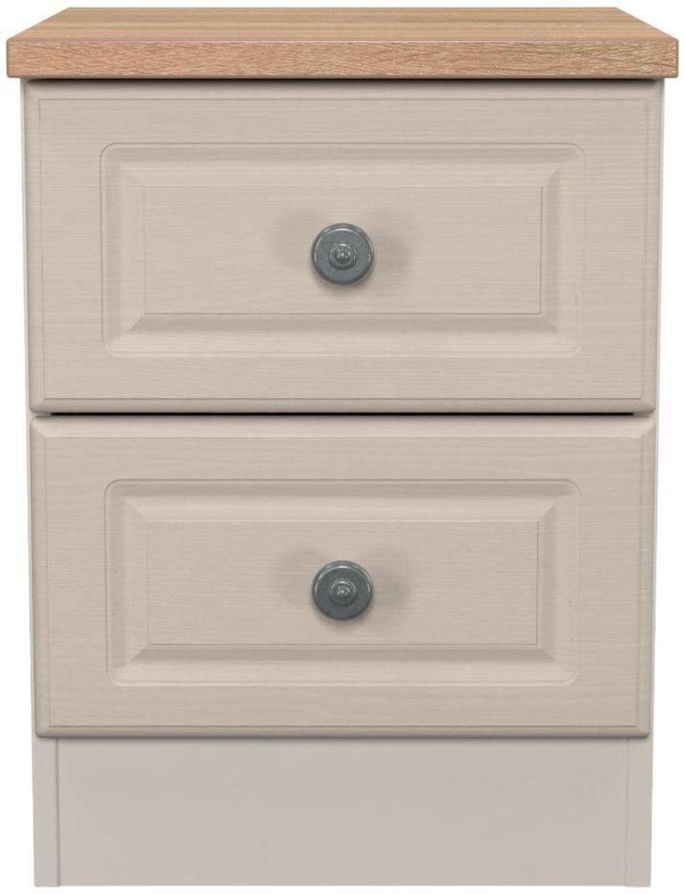 Norfolk Cashmere and Oak Effect Oak 2 Drawer Bedside Cabinet