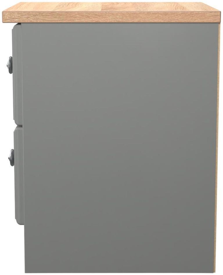 Norfolk Grey and Oak Effect Oak 2 Drawer Bedside Cabinet