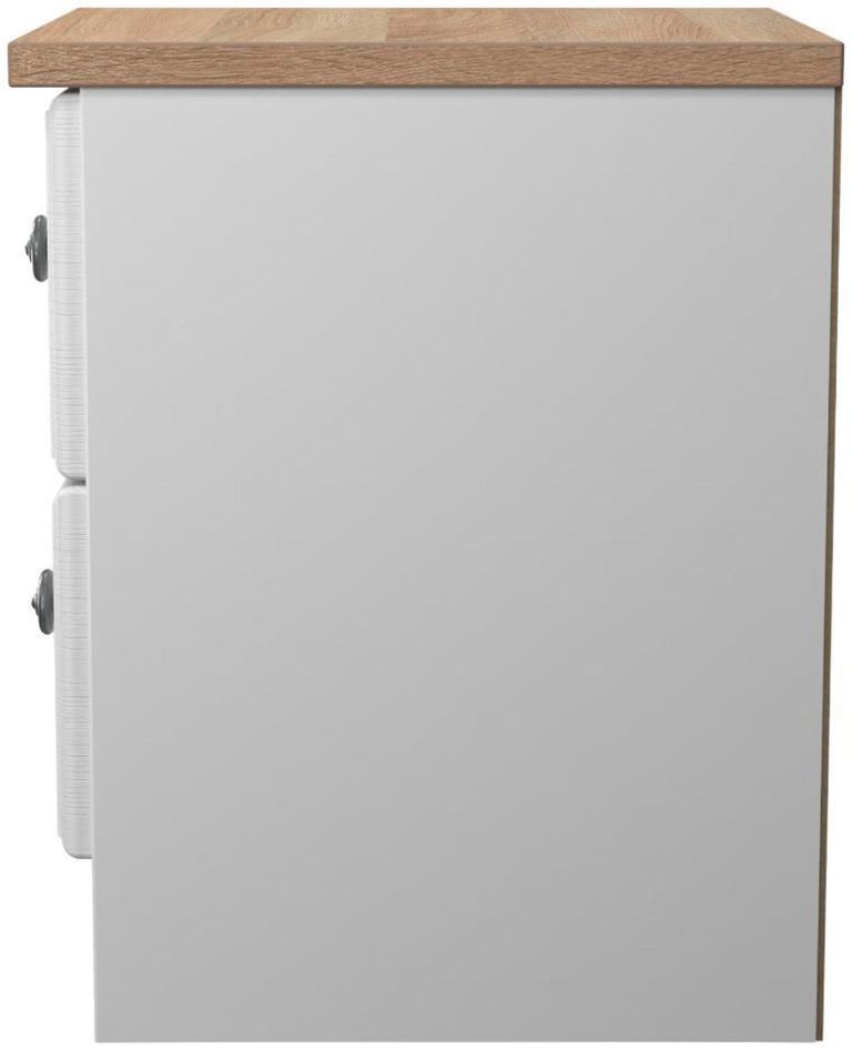 Norfolk White and Oak Effect Oak 2 Drawer Bedside Cabinet