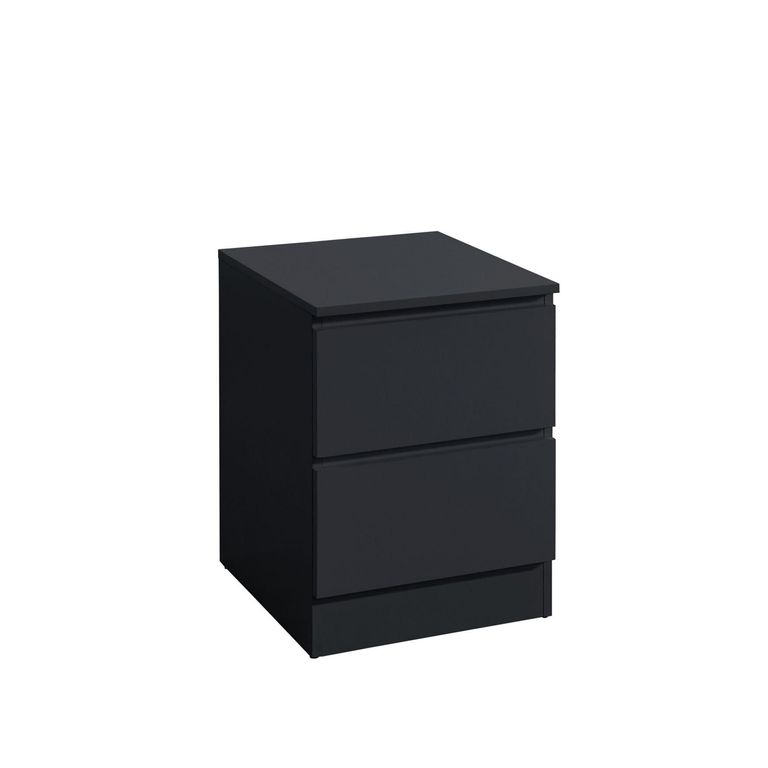 Oslo Bedside Cabinet - 2 Drawer - Black