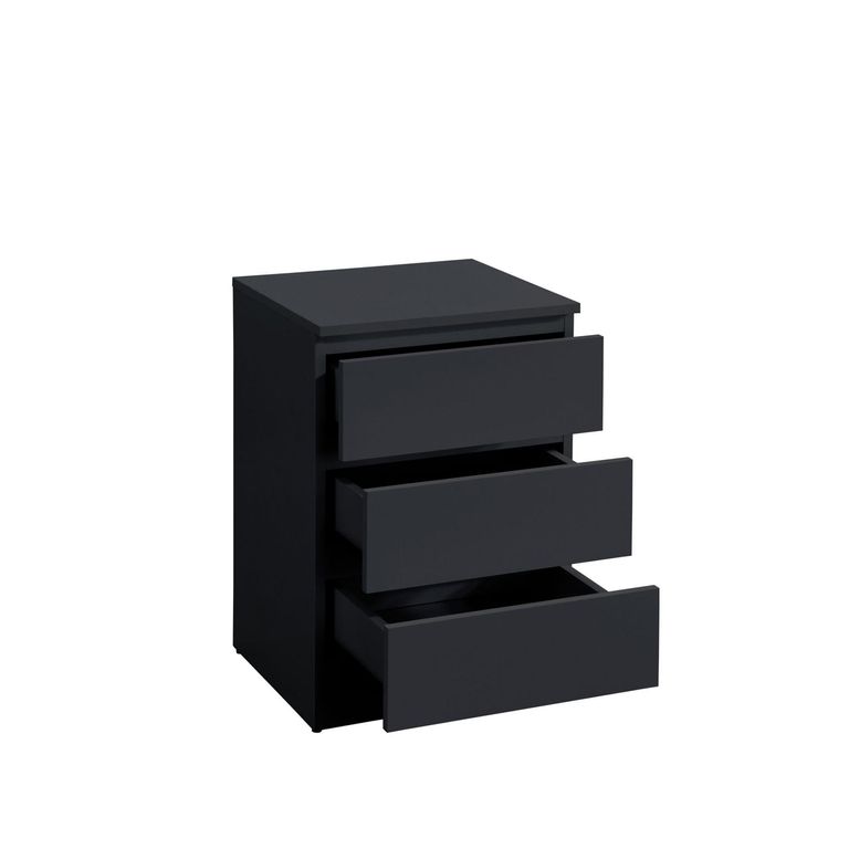 Oslo Bedside Cabinet - 3 Drawer - Black