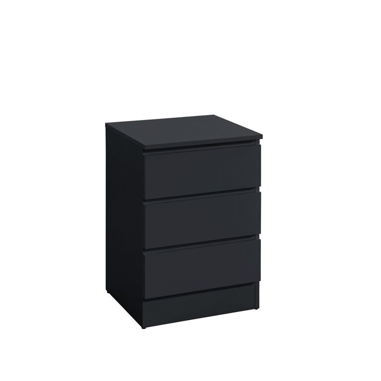 Oslo Bedside Cabinet - 3 Drawer - Black